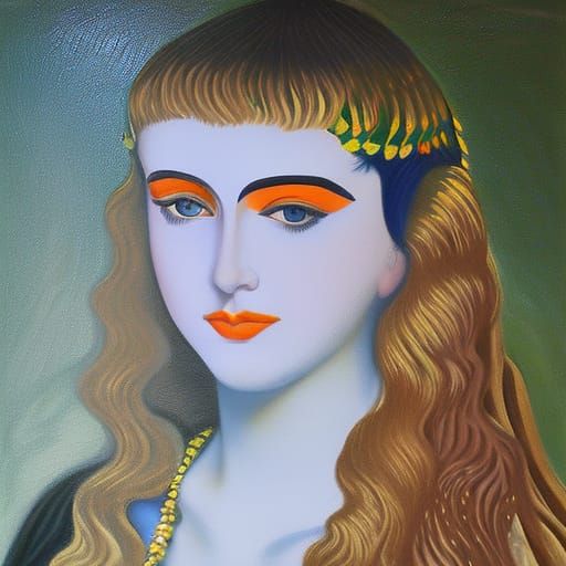 Dramatic Portrait in Oil, Art Nouveau Style