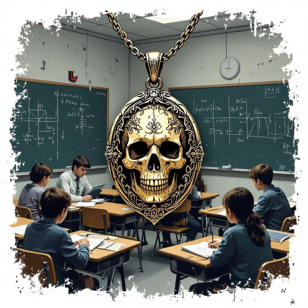 Students Discover Mysterious Locket in Dark Surrealist Style