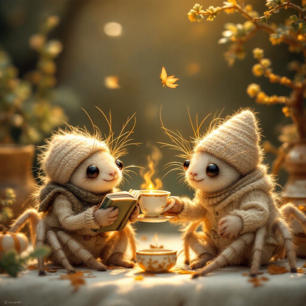 Cute Spiders in Whimsical Human Attire