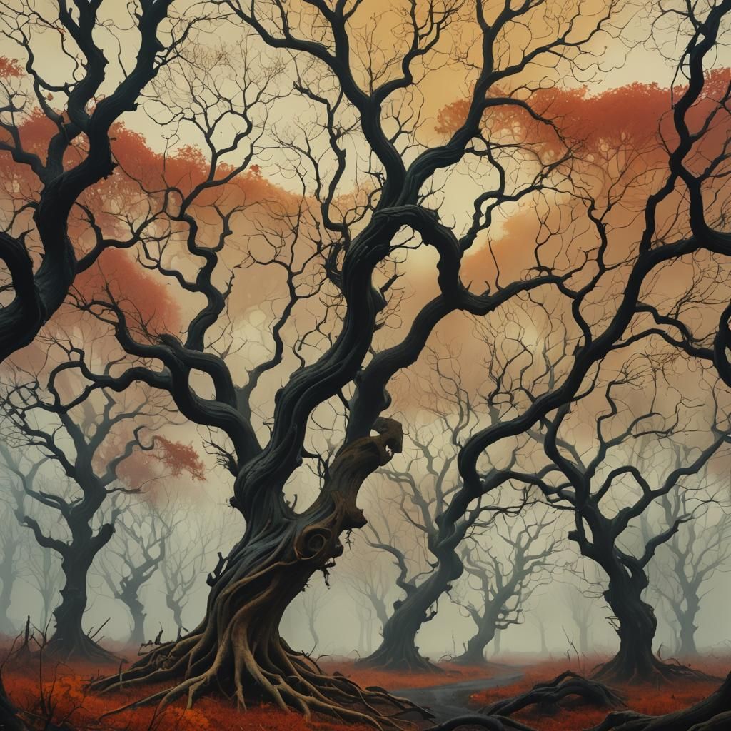 Surreal Autumn Landscape in Dreamlike Style