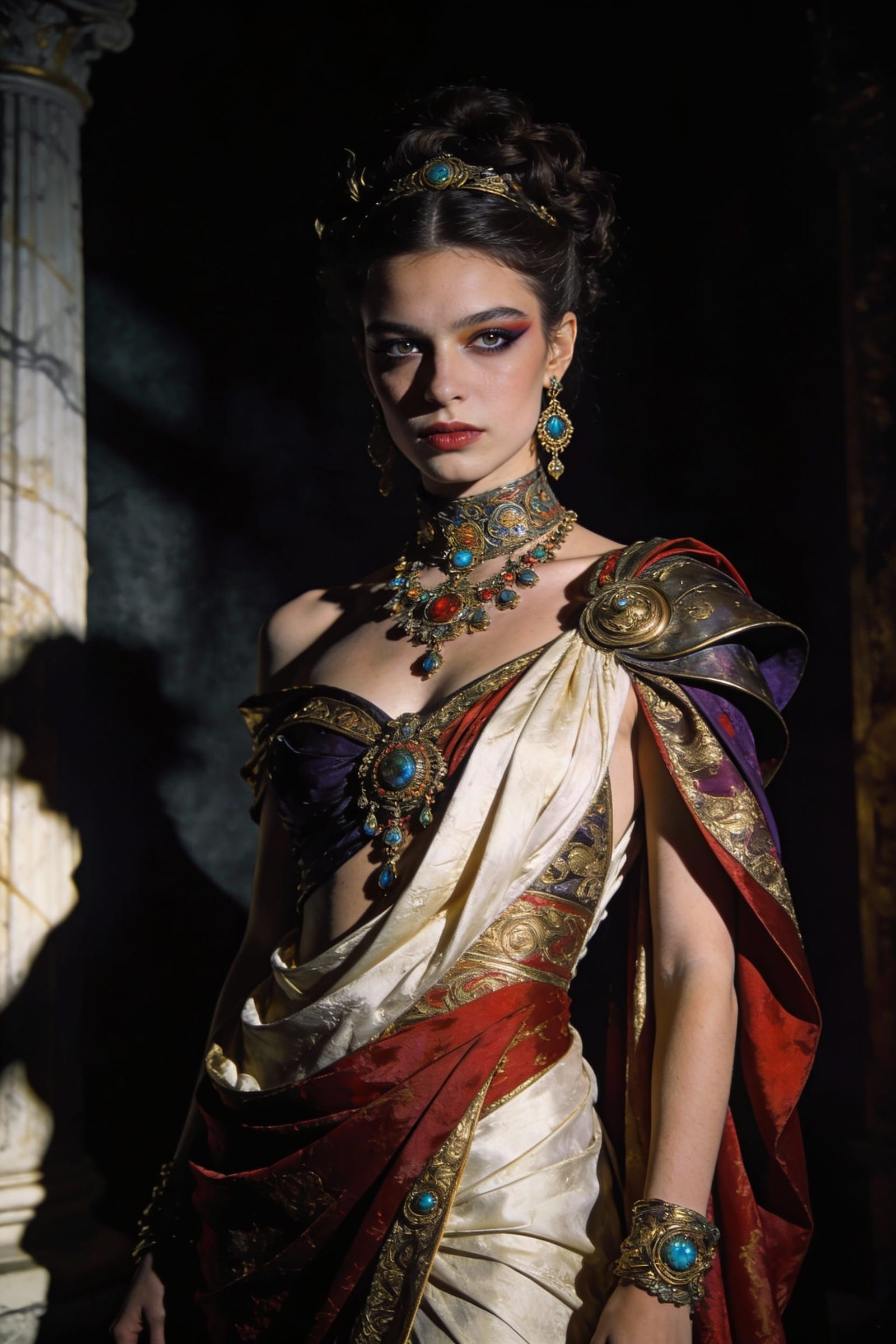 Avant-Garde Roman Empress in Dramatic Digital Art