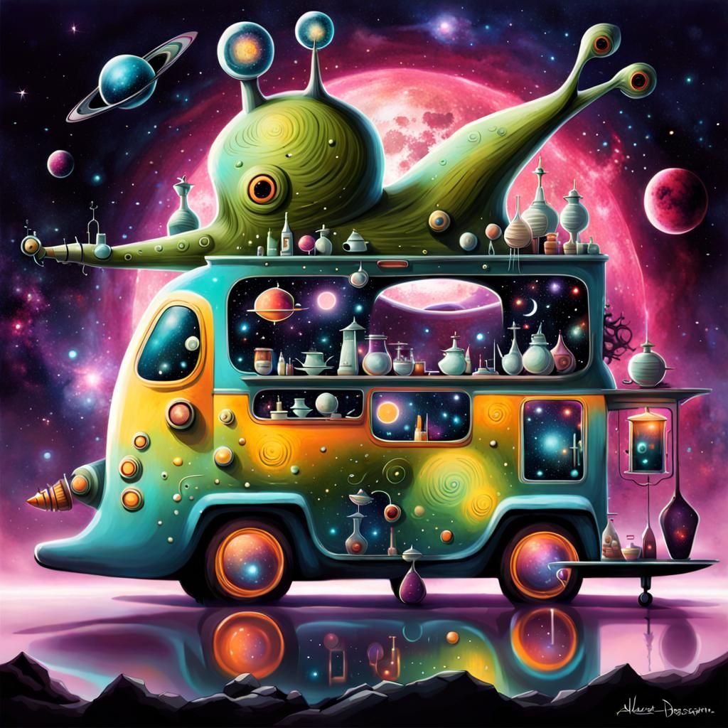 Futuristic Food Truck Roaming Space Colonies