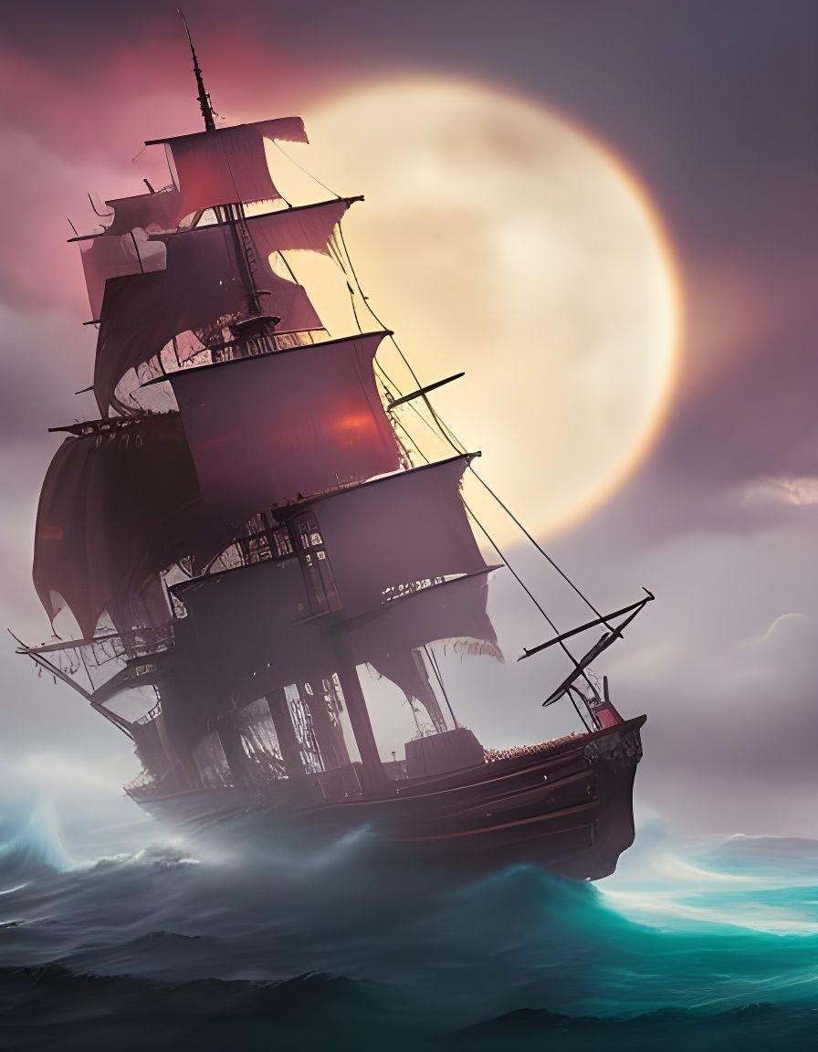 a pirate ship in a storm