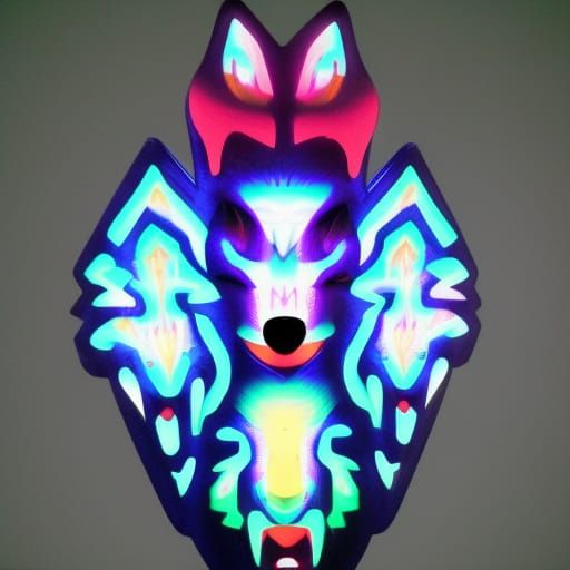 Vivid 3D Neon Pop Art Wolf Totem