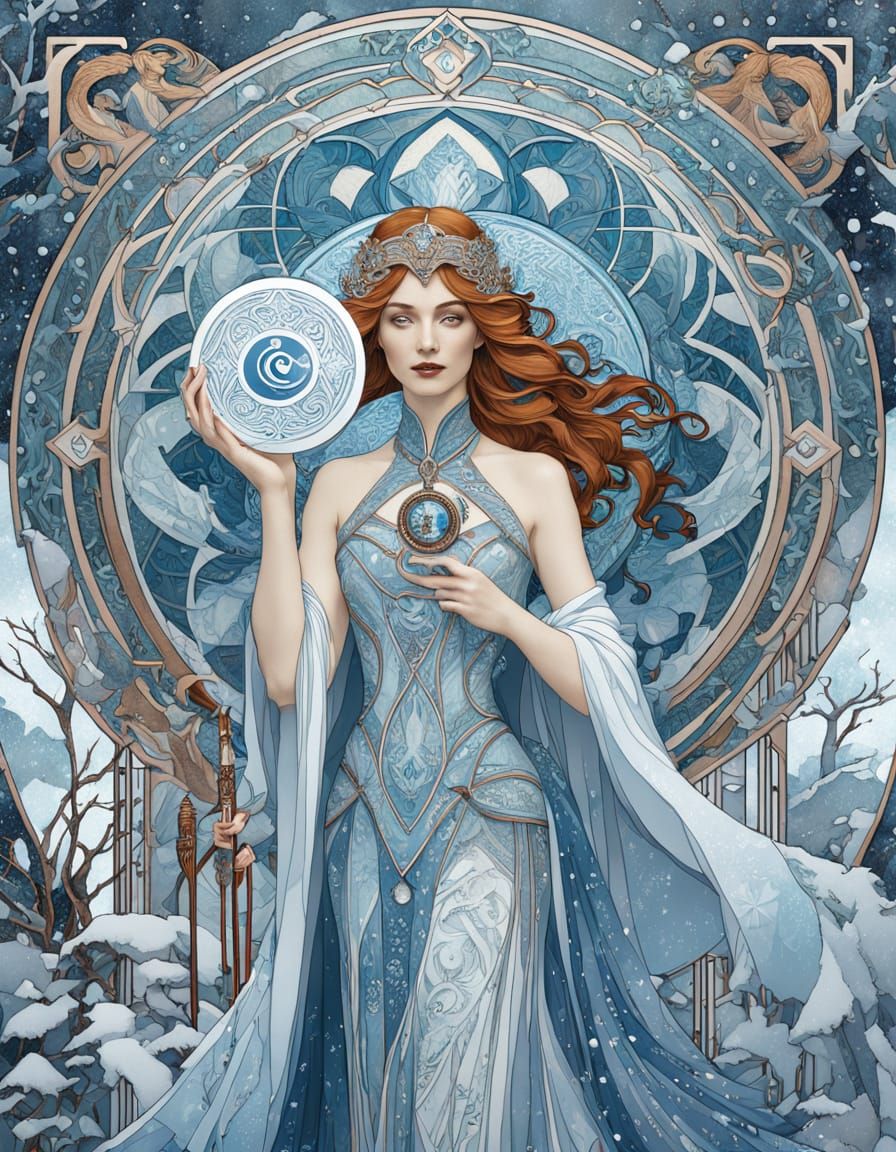 Winter Princess with Yin-Yang Disk, in Art Deco Style