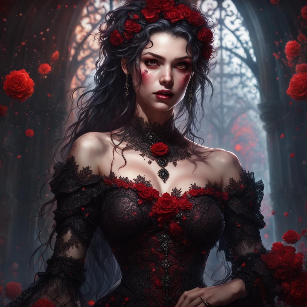 Beautiful Gothic Princess in Splash Art Style