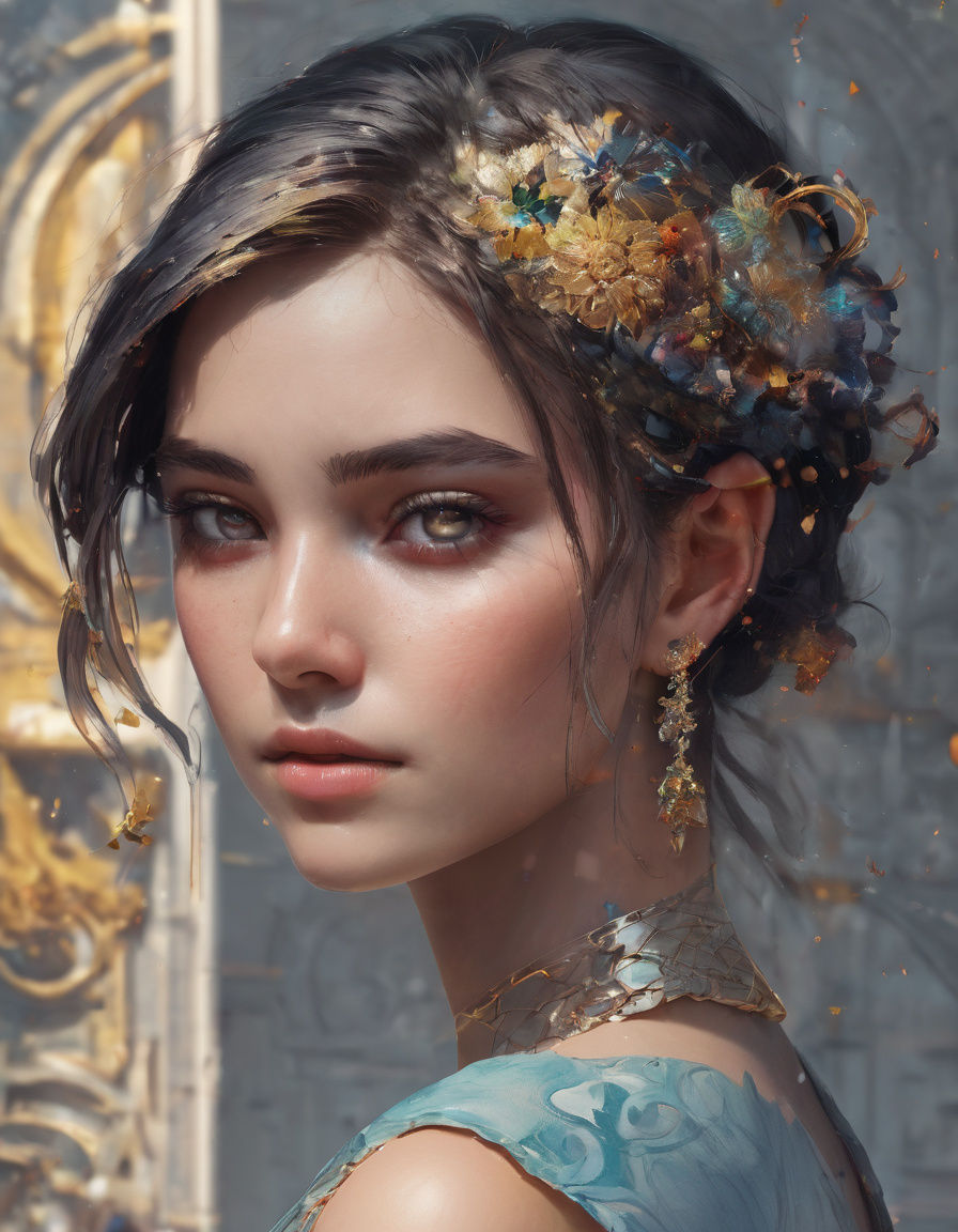 Hyperdetailed Concept Art Portrait in Triadic Colors