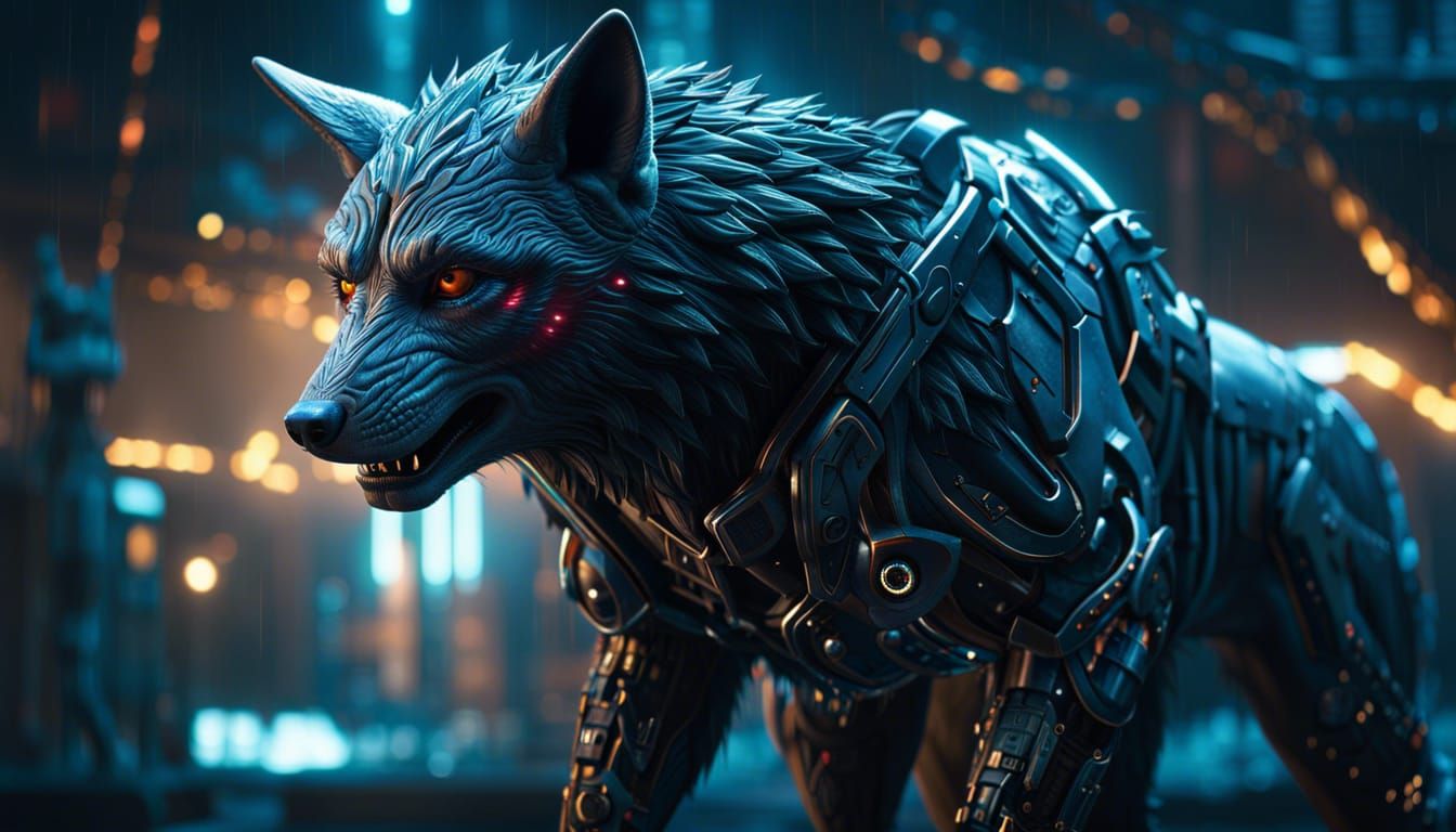 Sinister Sci-Fi Alien-Wolf in Hyperdetailed 16k Resolution