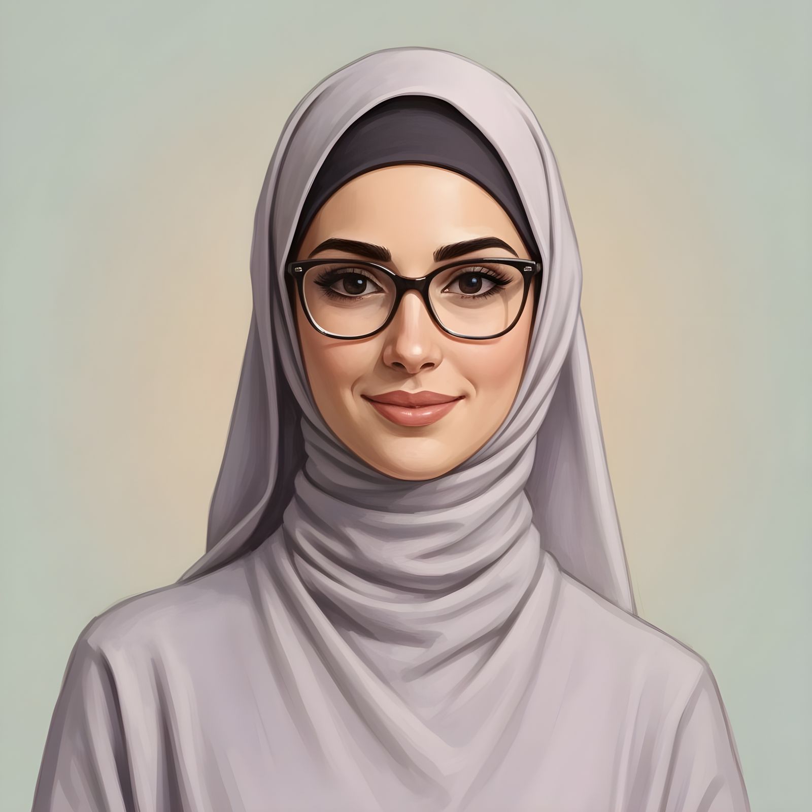 Beautiful Woman in Hijab Portrait Painting