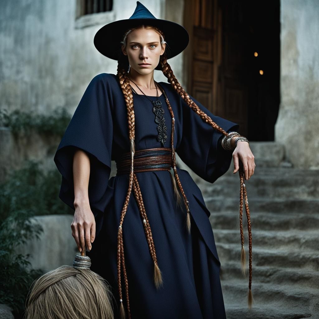 Young White Witch Portrait in Professional Photography Style