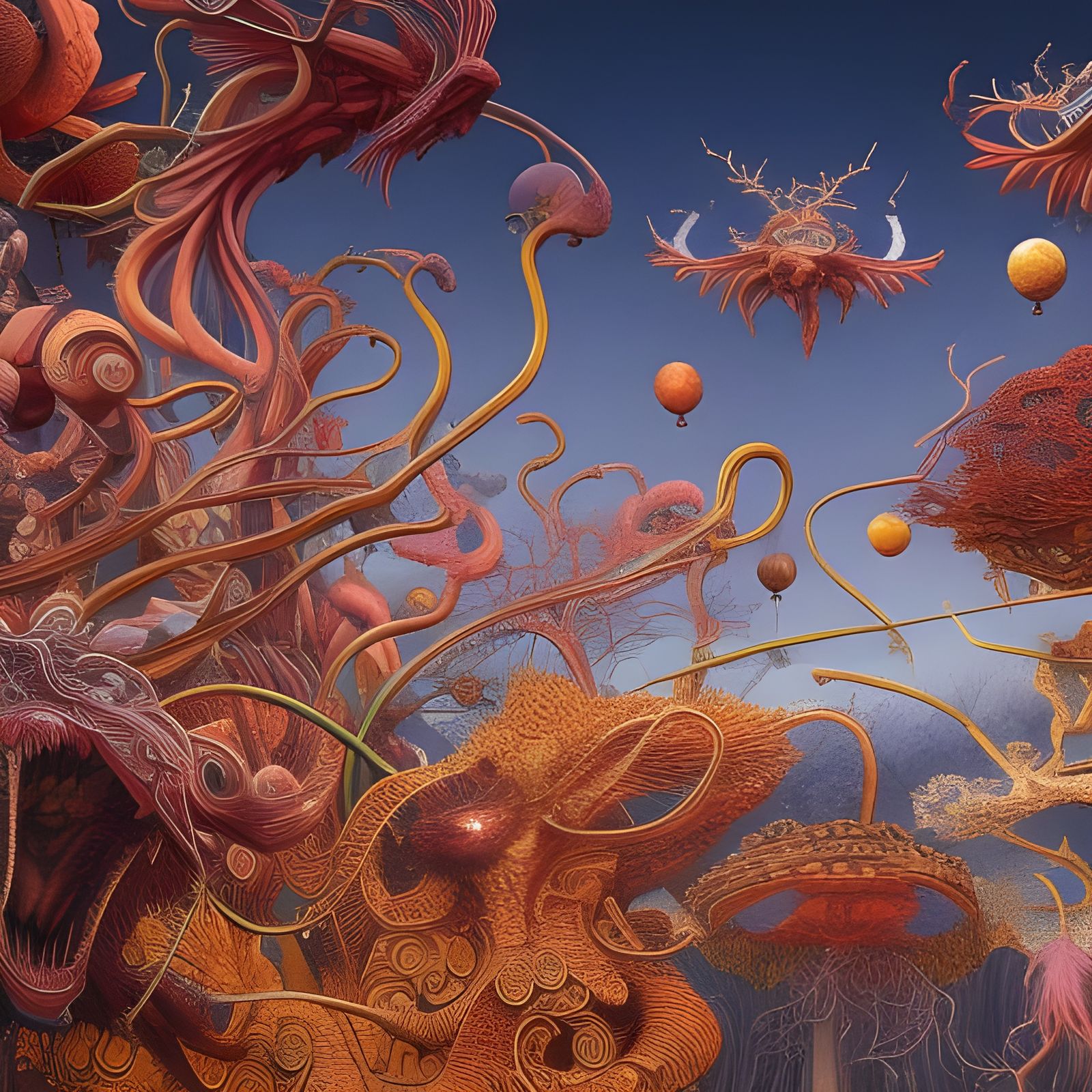 Grotesque Intertwined Creatures in Fantastical Alien World