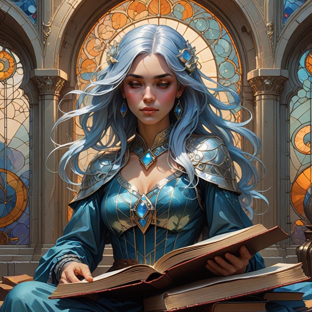 Enchanted Library: Art Nouveau Fantasy Illustration