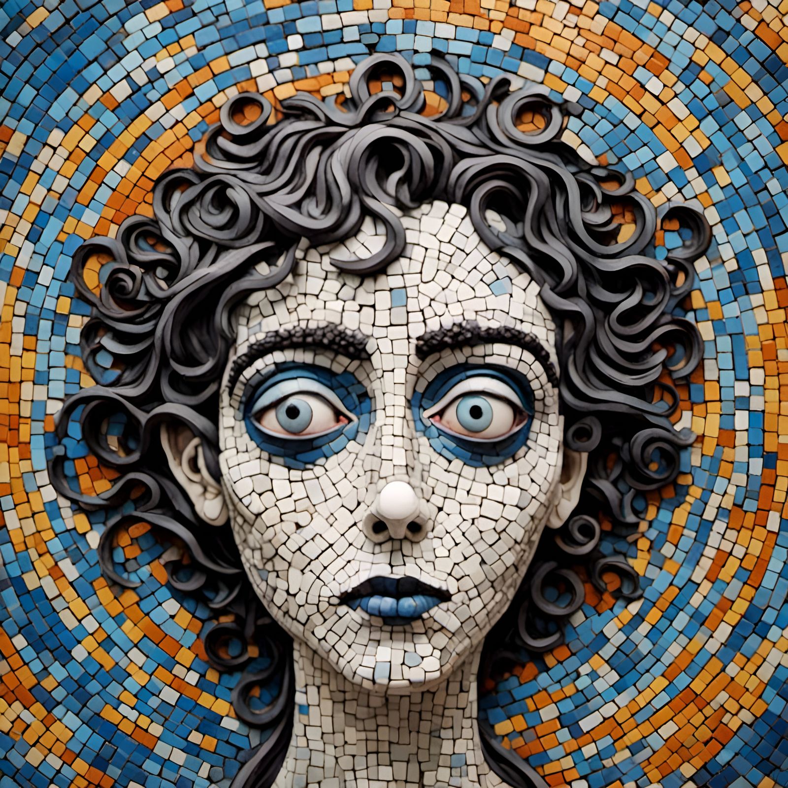 Trippy Mosaic in Tim Burton Style