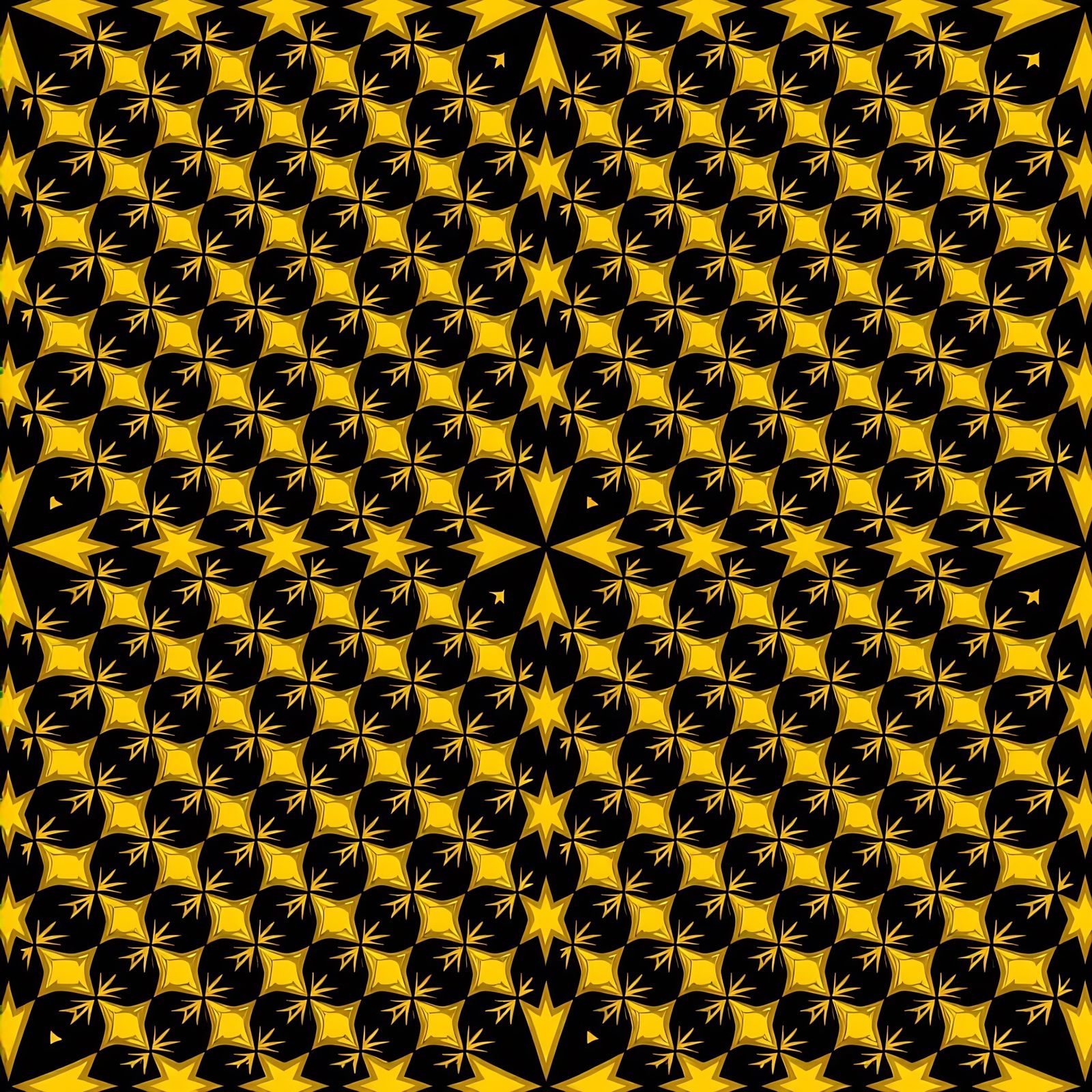 Infinite Tessellating Black and Gold Designs in Stereoscope ...