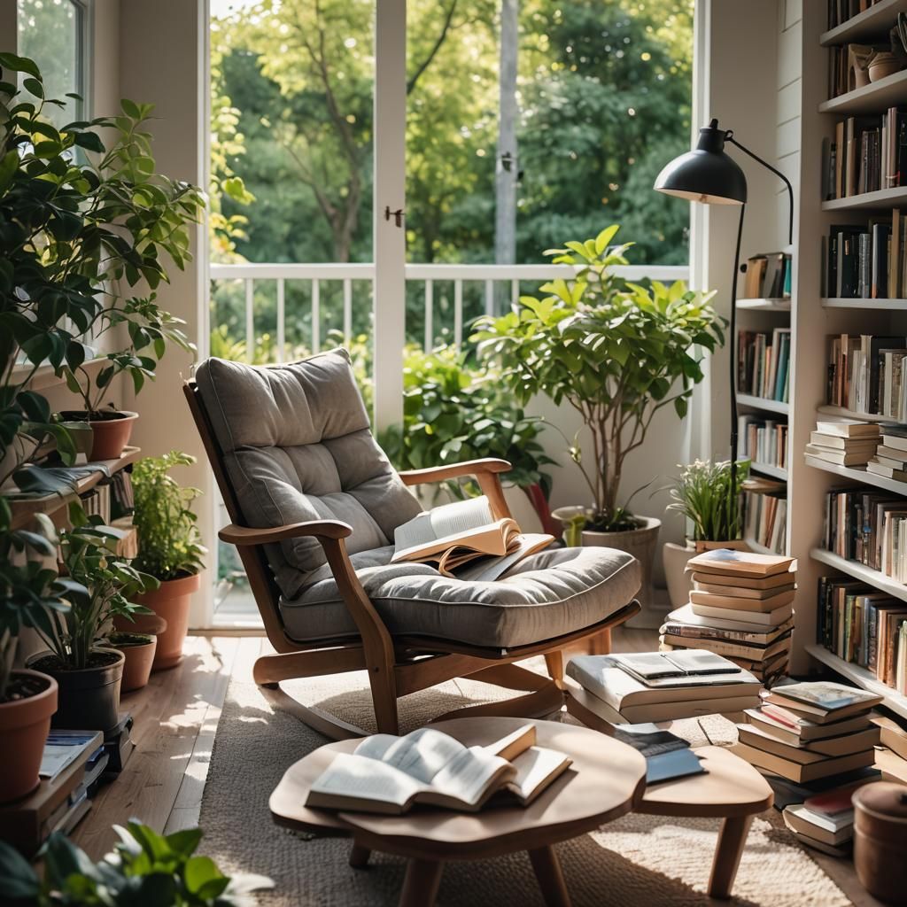Cozy Reading Nook with Garden View