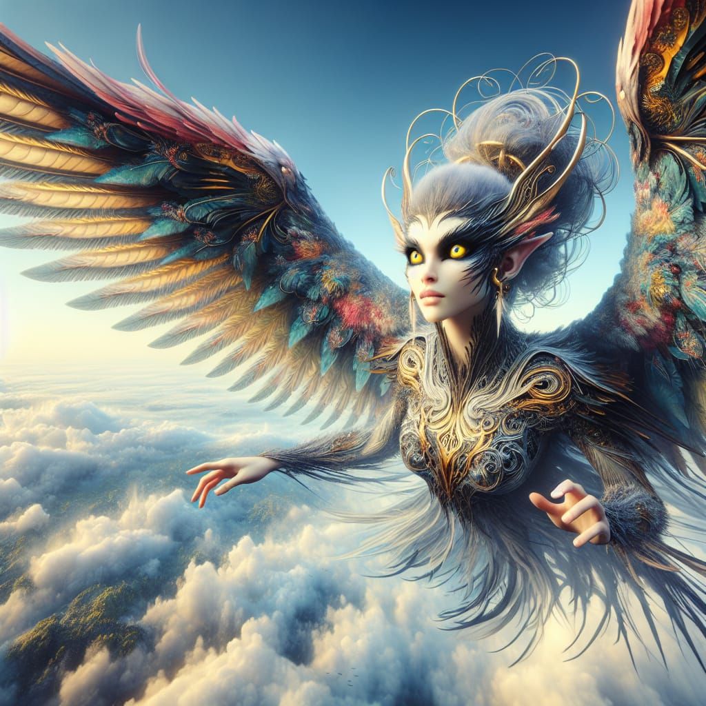 Captivating Harpy Soaring Through the Sky