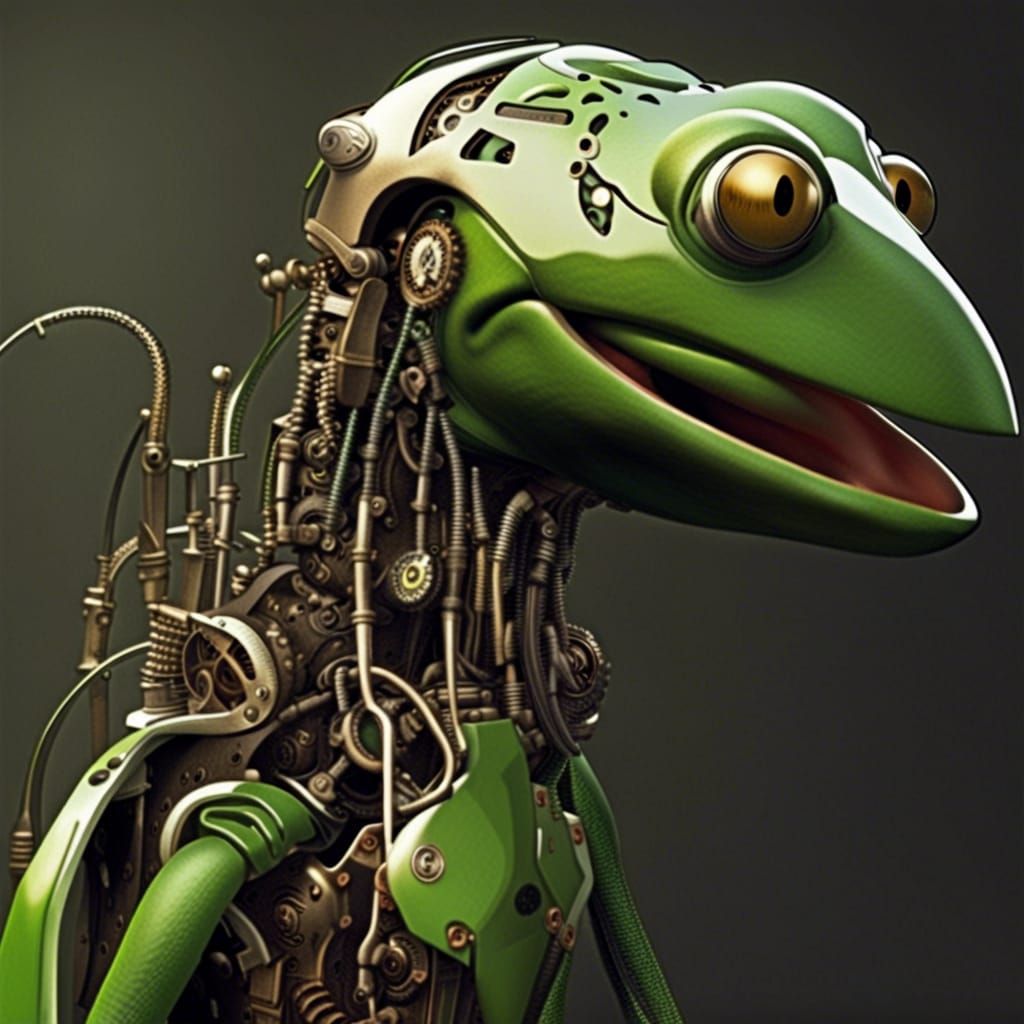 Biomechanical Clockwork Cyborg Kermit the Frog