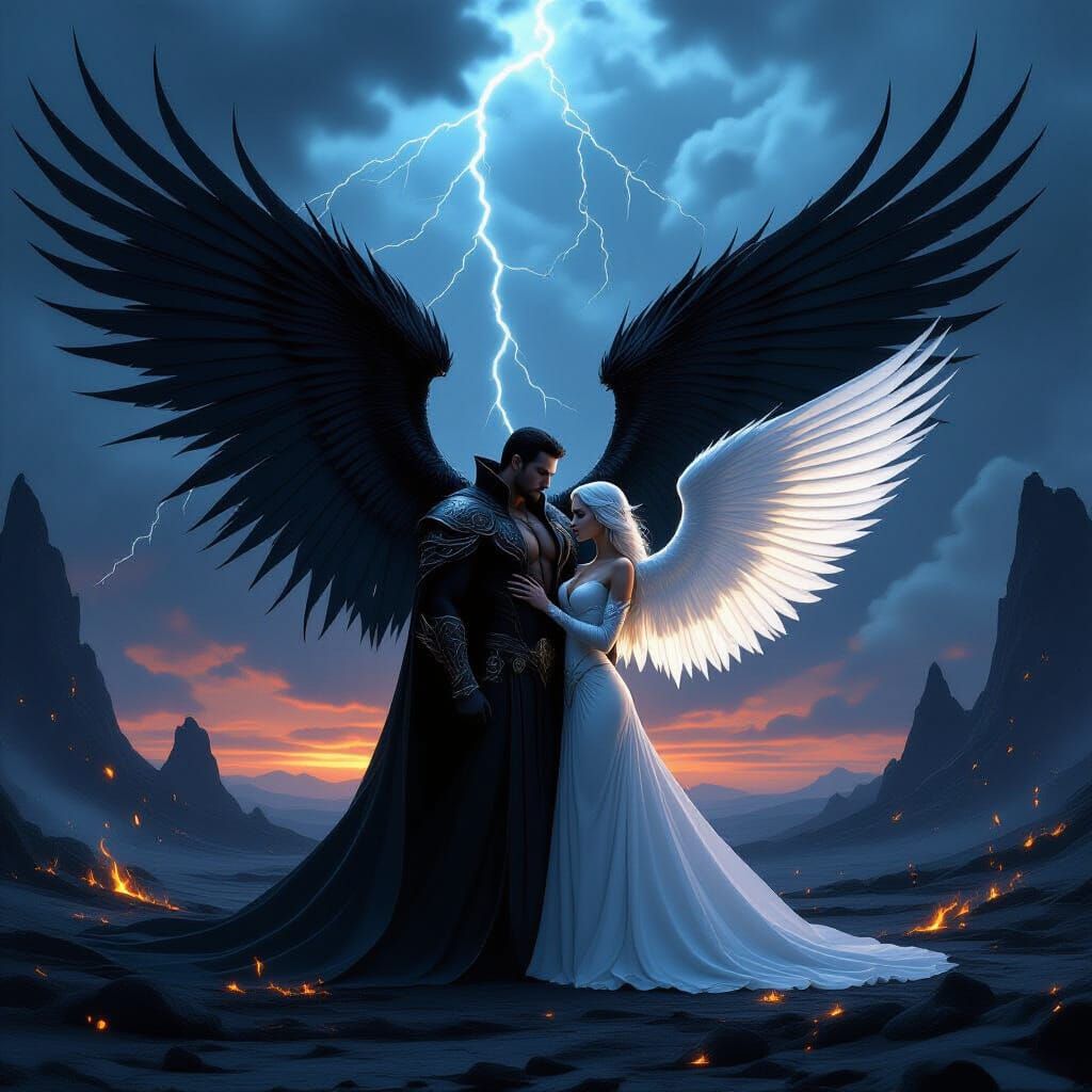 Demonic and Angelic Figures in Dark Fantasy Art