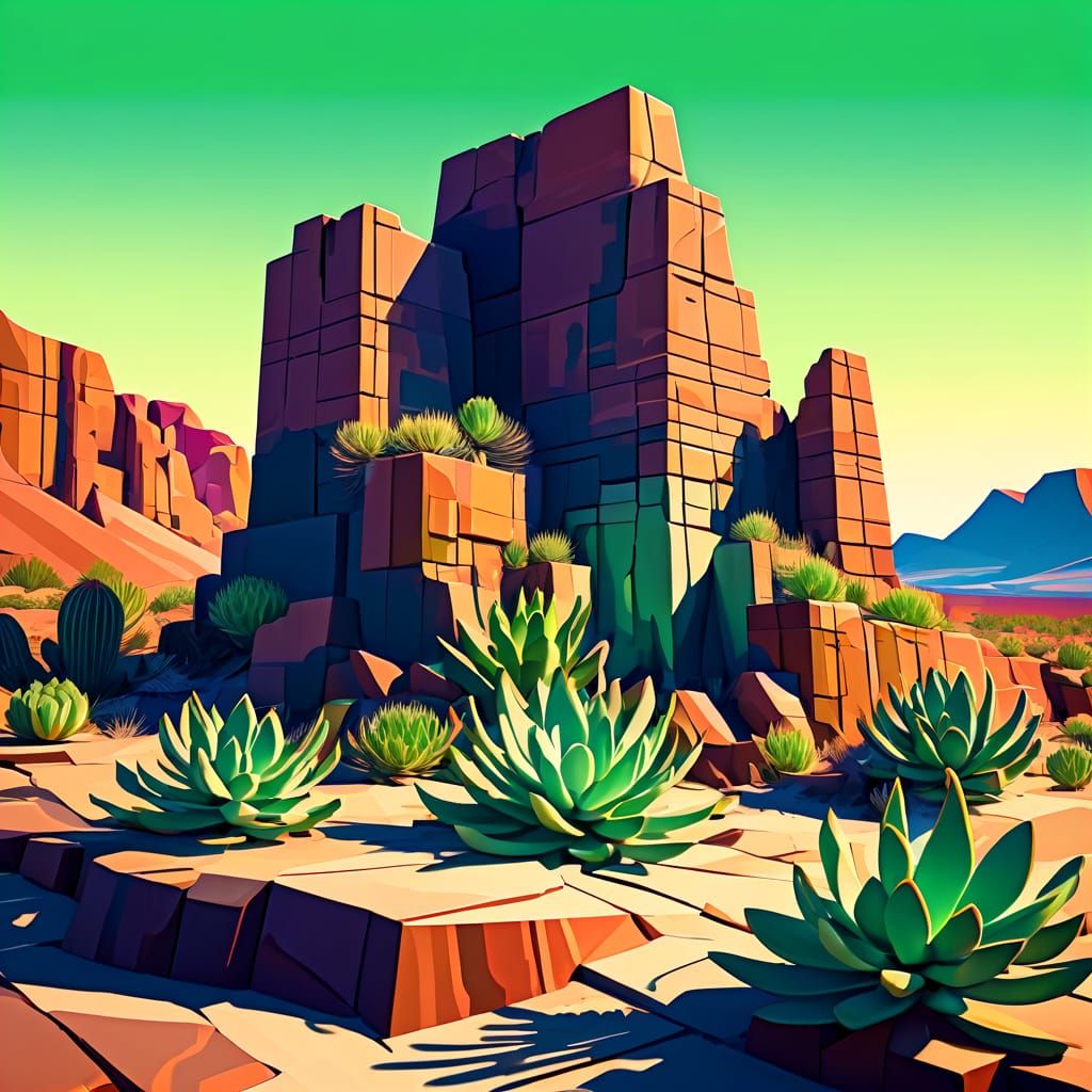 Ethereal Desert Cliff Face in Warm Hues of Sunset