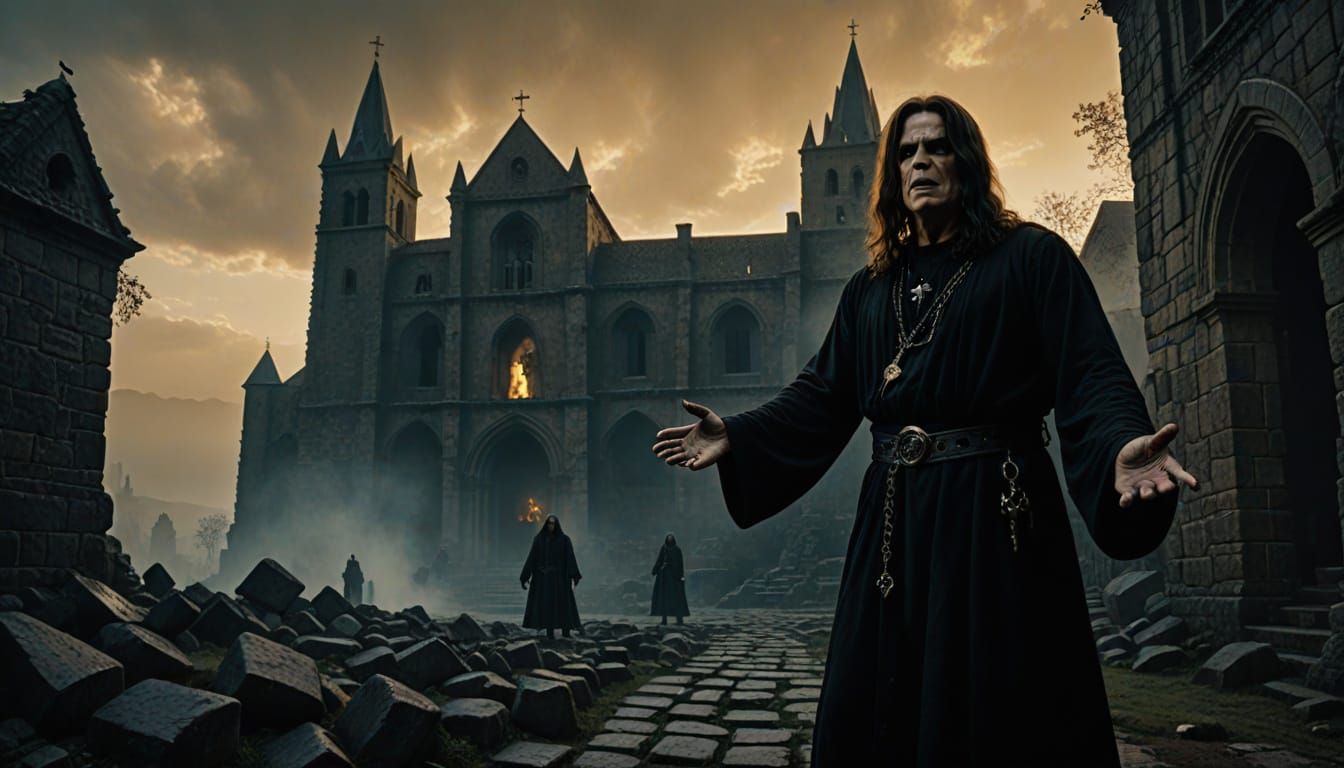 Ominous Figure in Black Points in Dark Fantasy Art