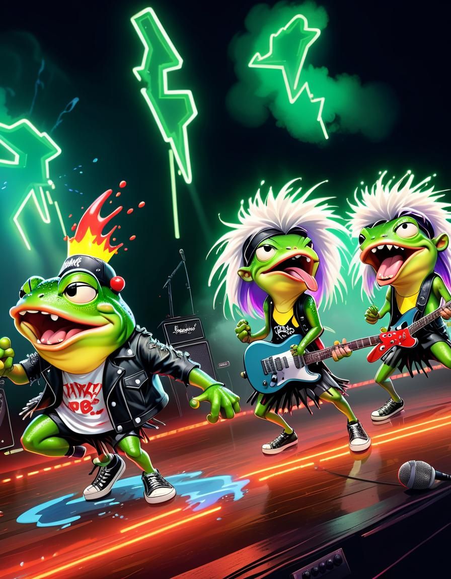 Heavy Metal Frog Rockstar Shredding on Stage