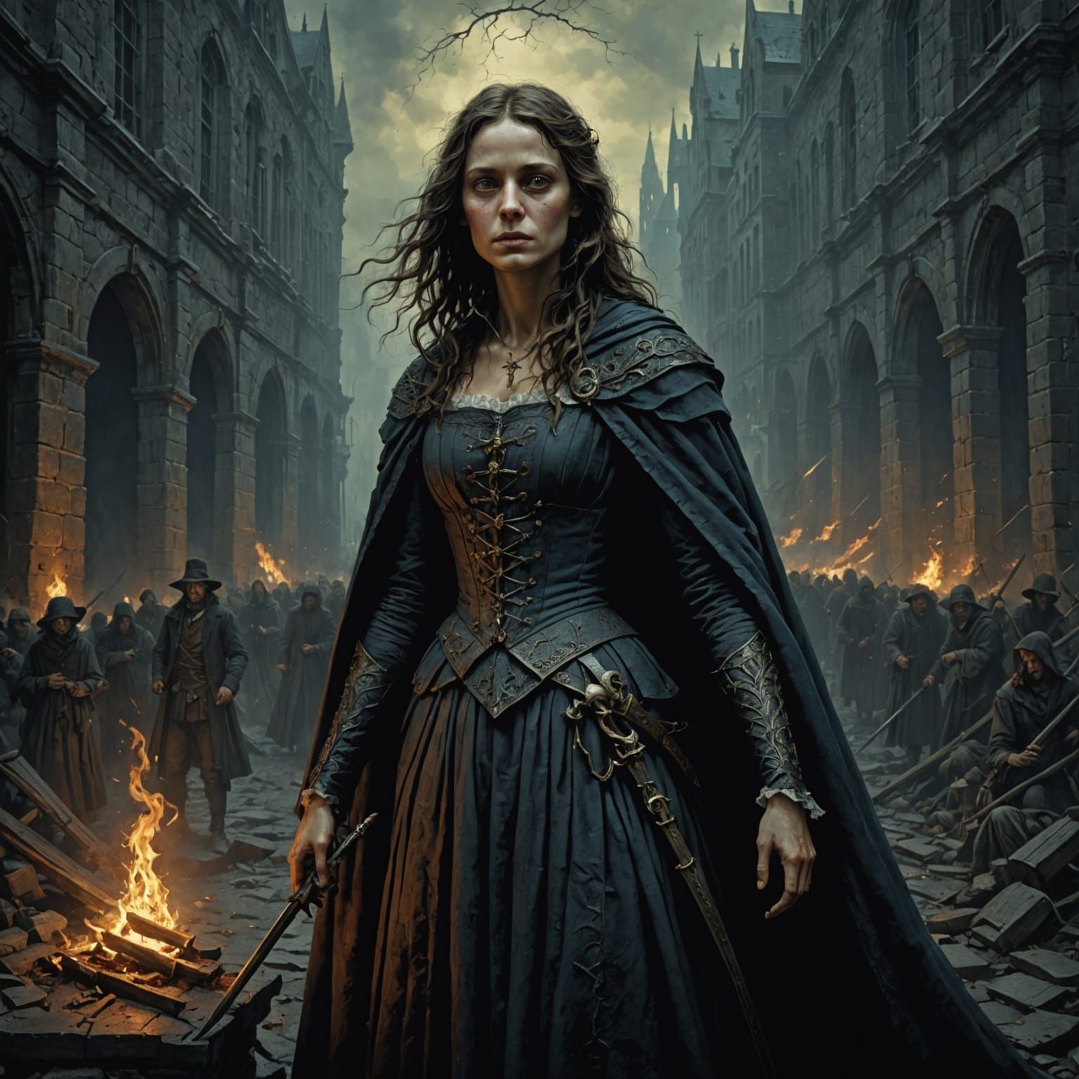 Dark Fantasy Goddess in Horror Art Style