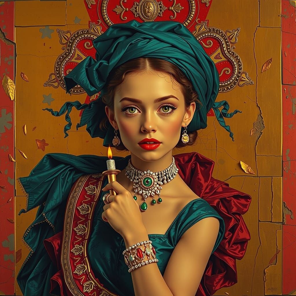 Intricate Metallic Swirls in Shades of Red