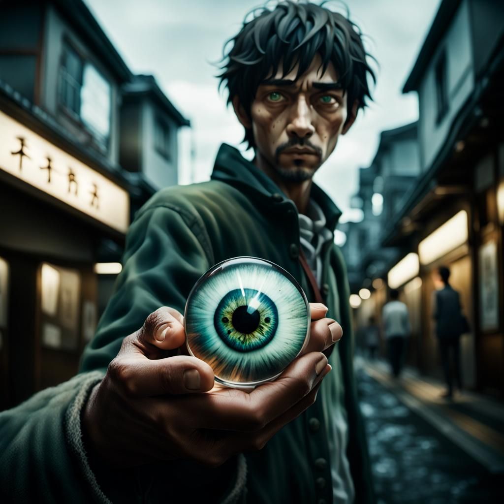 Detailed Eye Portrait with Anime Key Visual Style