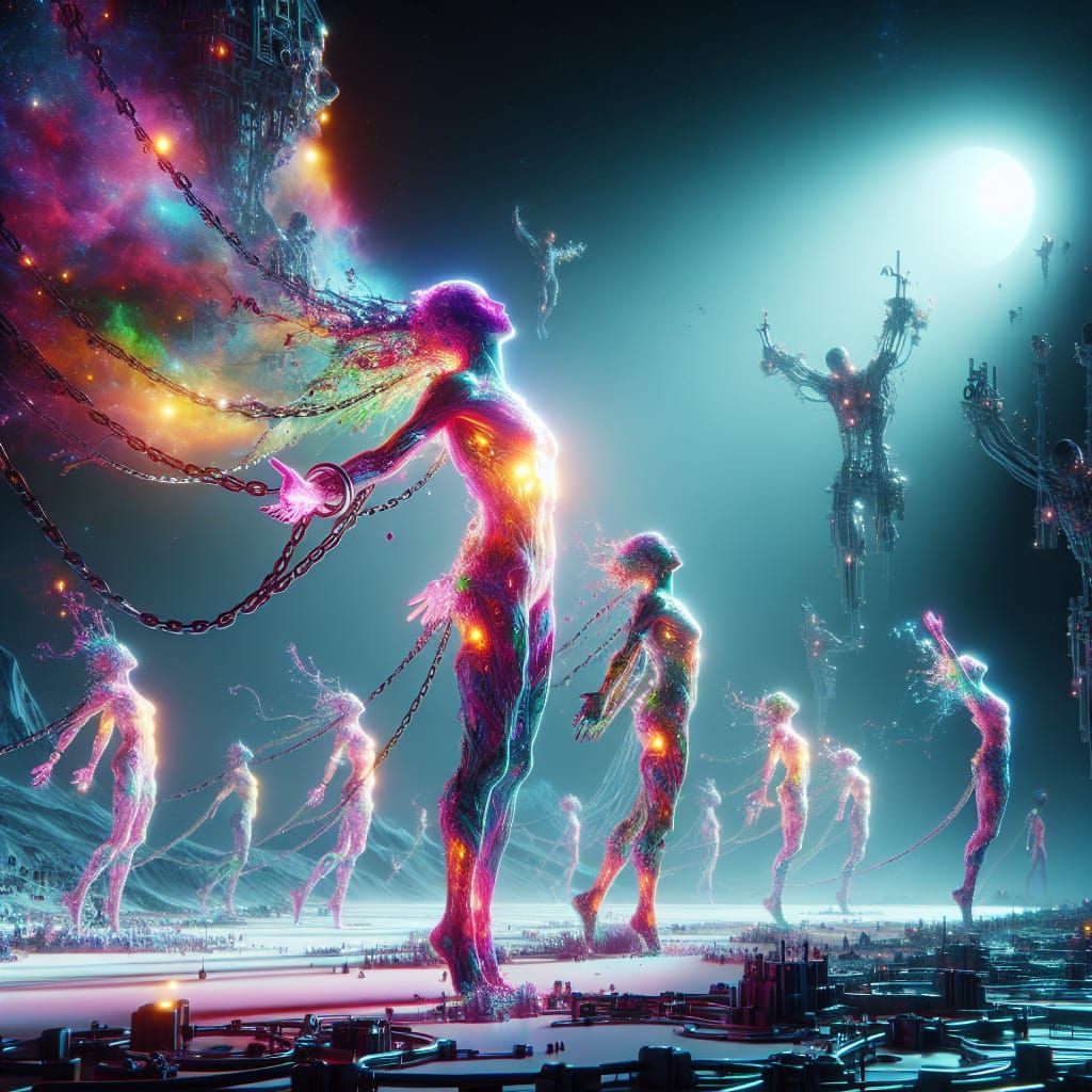 Ethereal Sci-Fi Image: Freedom's Paradox in Utopia