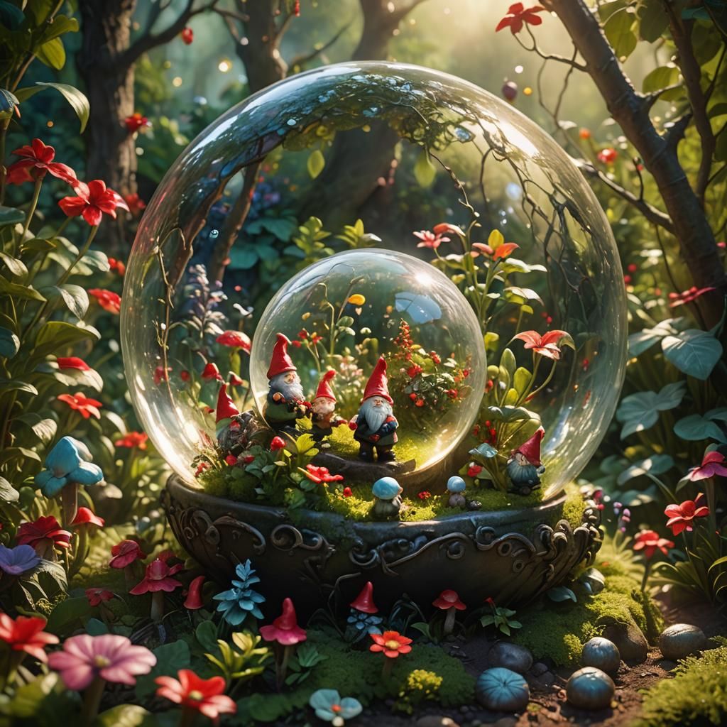 Gnomes Play in Glass Ball: Fantasy Matte Painting