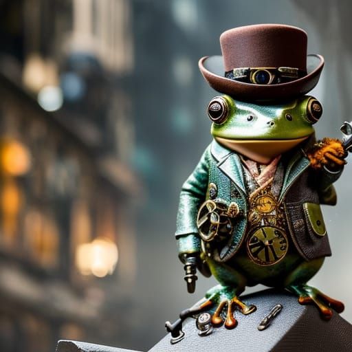 Steampunk Frog with Monocle: Digital Matte Painting