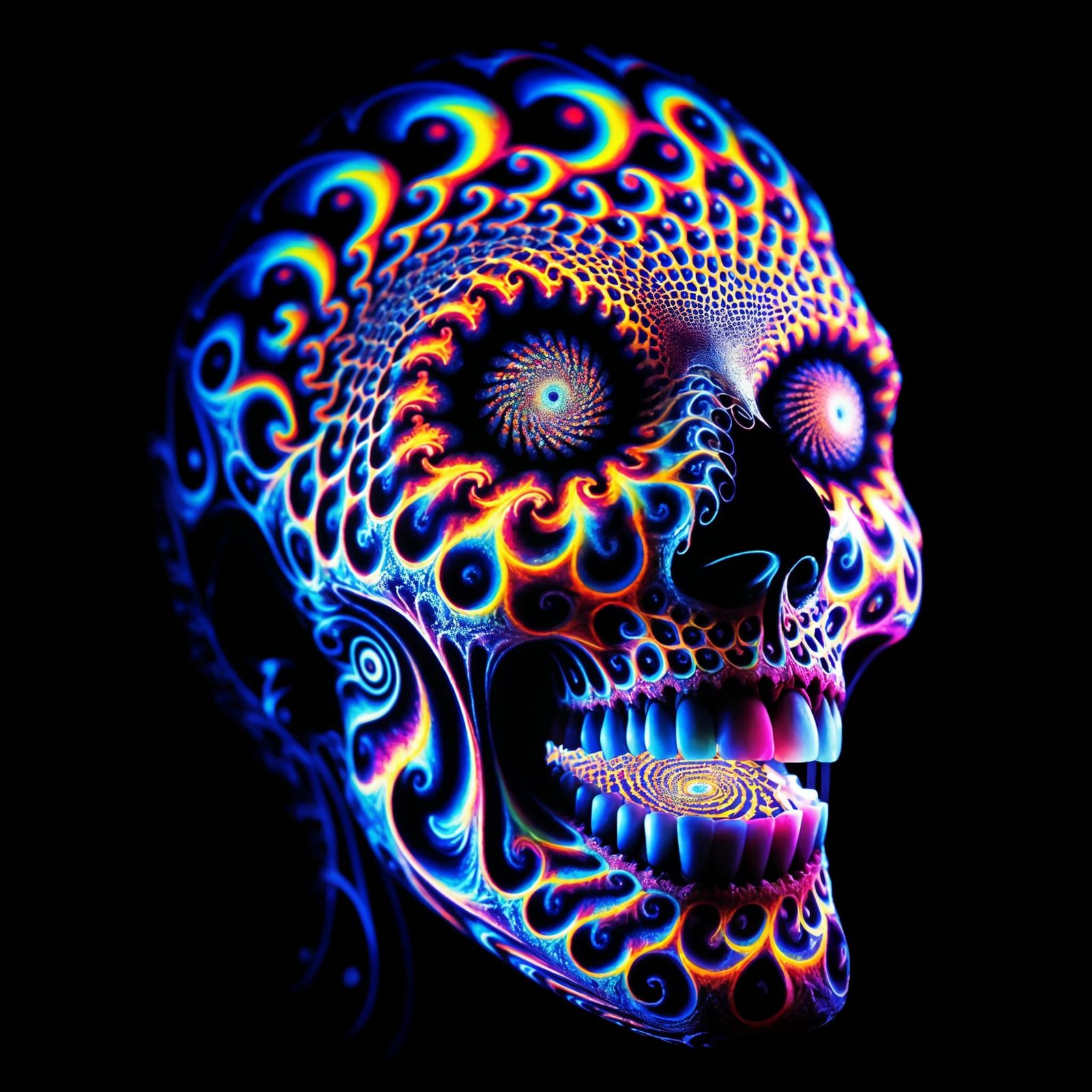 Kaleidoscopic Skull Face in Long Exposure Calotype