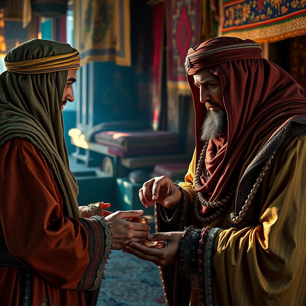 Ancient Arabs in Vibrant Market Scene