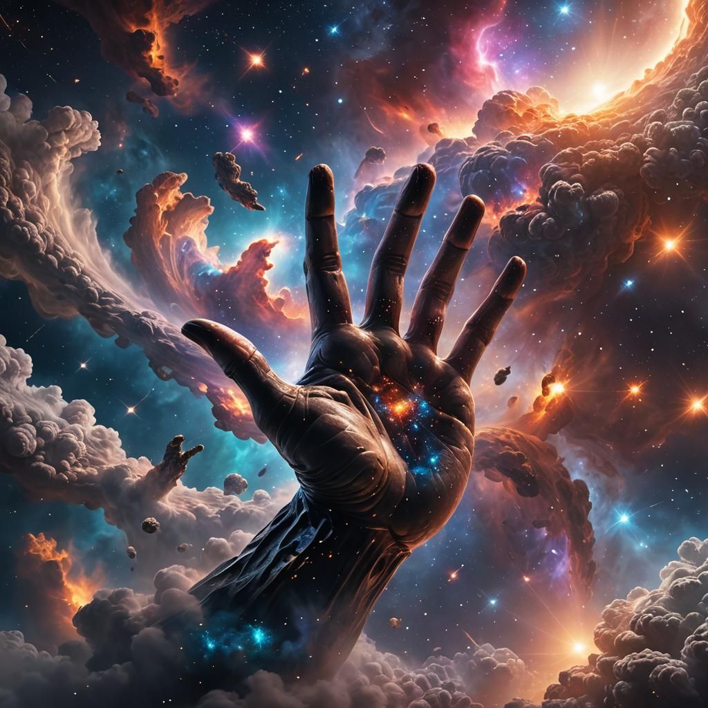 Majestic Hand in Cosmic Conceptual Art