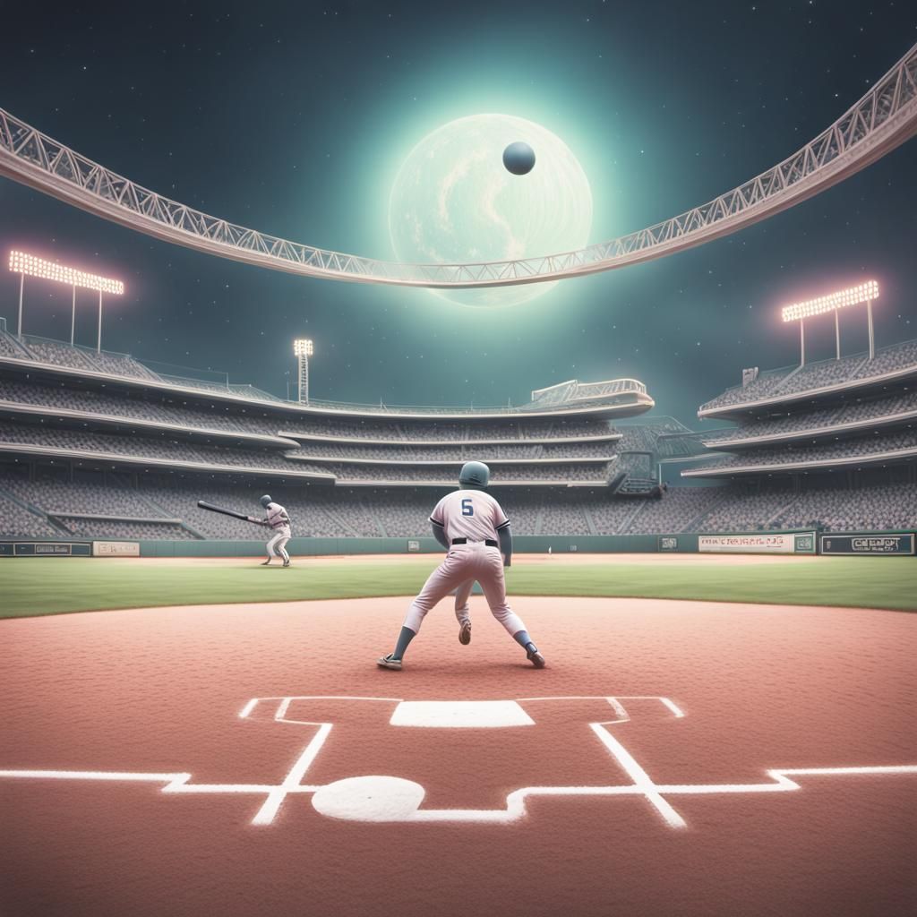 Hyperrealistic Intergalactic Baseball Game with Alien Player...