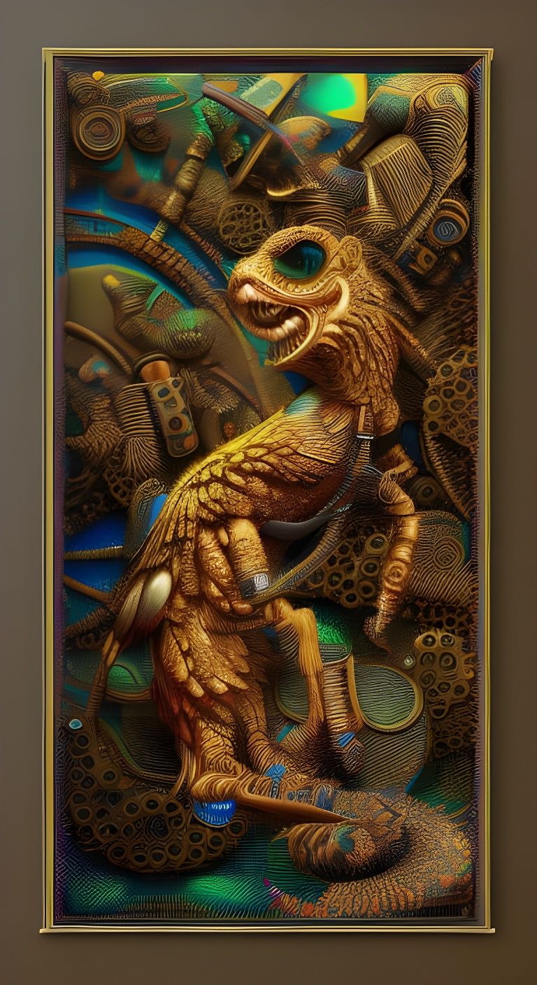 Mitología hyperdetailed deep color kinetic pointillism maxim...