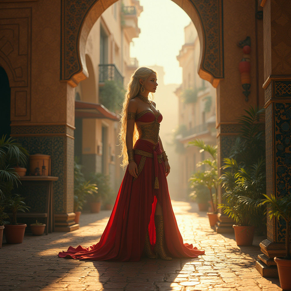 Mystical Sorceress in Ancient Moroccan City
