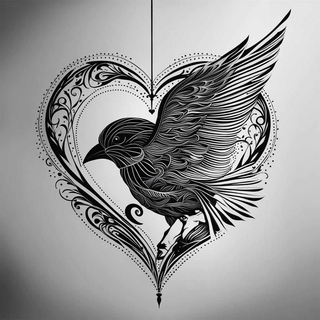 Minimal Blackwork Tattoo: Wind and Love