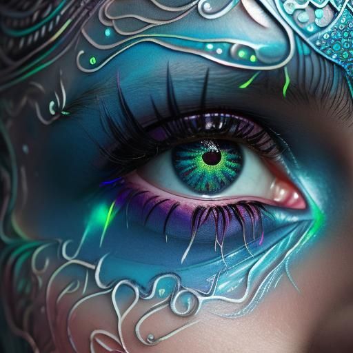 Visually Precise Woman with Ice Henna Art