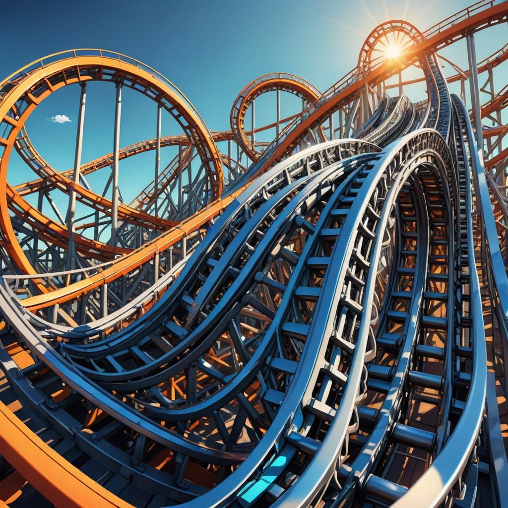 Titanium Roller Coaster in Hypersurreal Digital Art