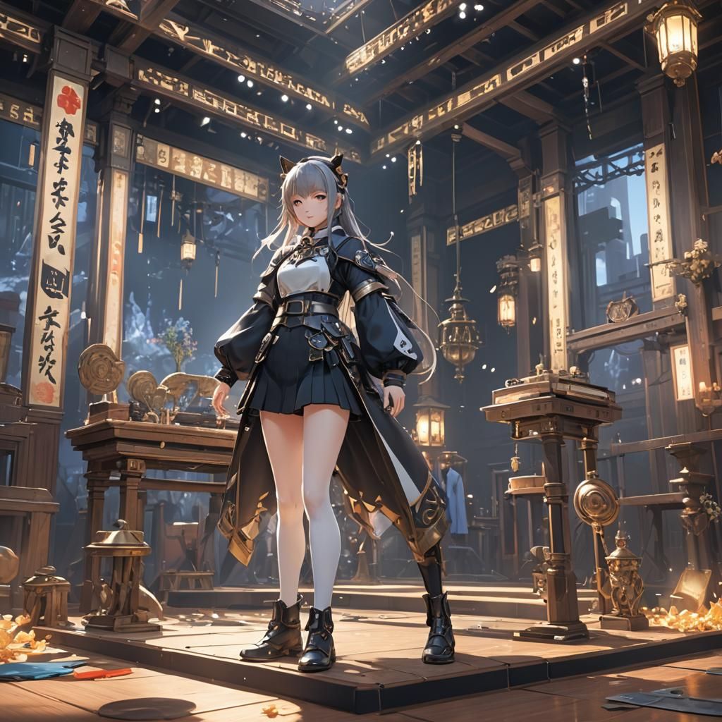 Anime-Inspired 3D Art: Empty Stage in 8K