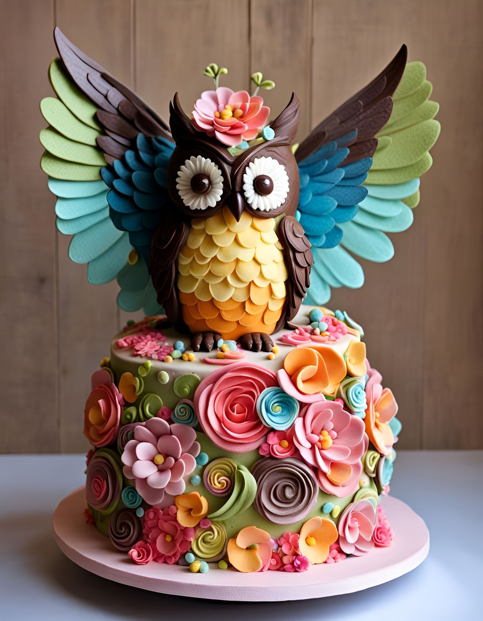 Whimsical Cake Sculpture of Owl Creature