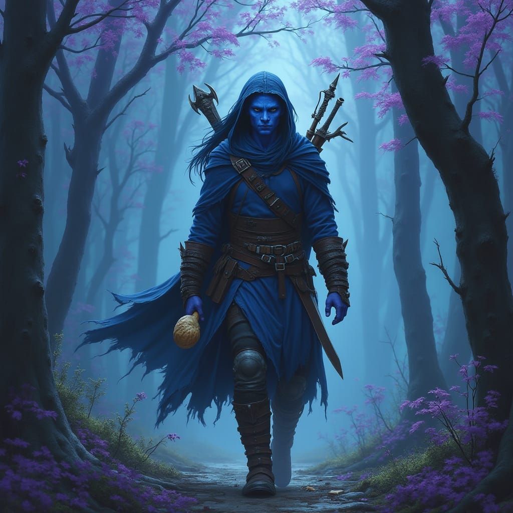 Night Elf Rogue in Eerie Forest: Matte Painting
