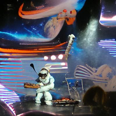 Astronaut Plays Bass Guitar in Spain