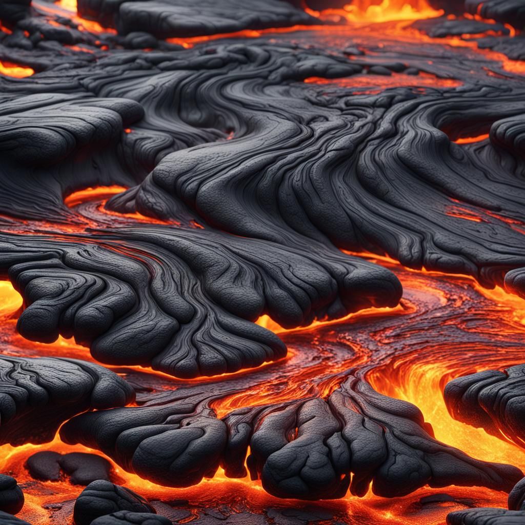 Surreal Living Room Filled with Flowing Lava