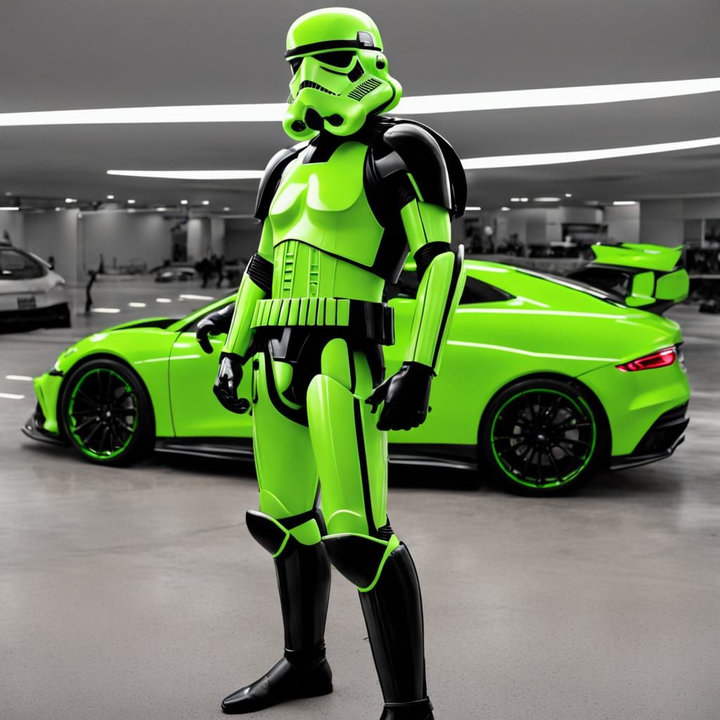 Cyberpunk Stormtrooper in Neon Green Armor