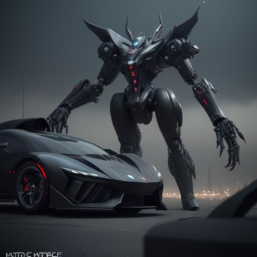 Futuristic Villain Devil Car in Sci-Fi Style