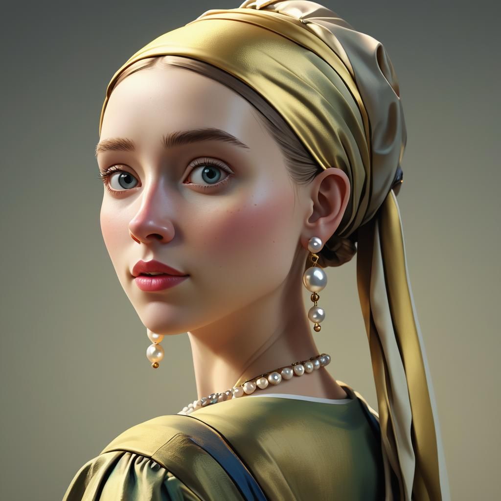 Girl with Pearl Earring in Dutch Golden Age Style