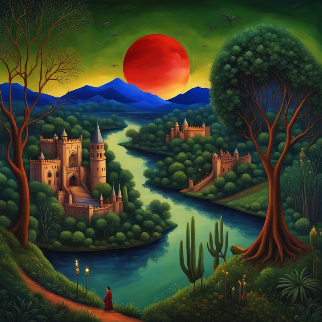 Indian Harry Potter Landscape in Wasli Miniature Style