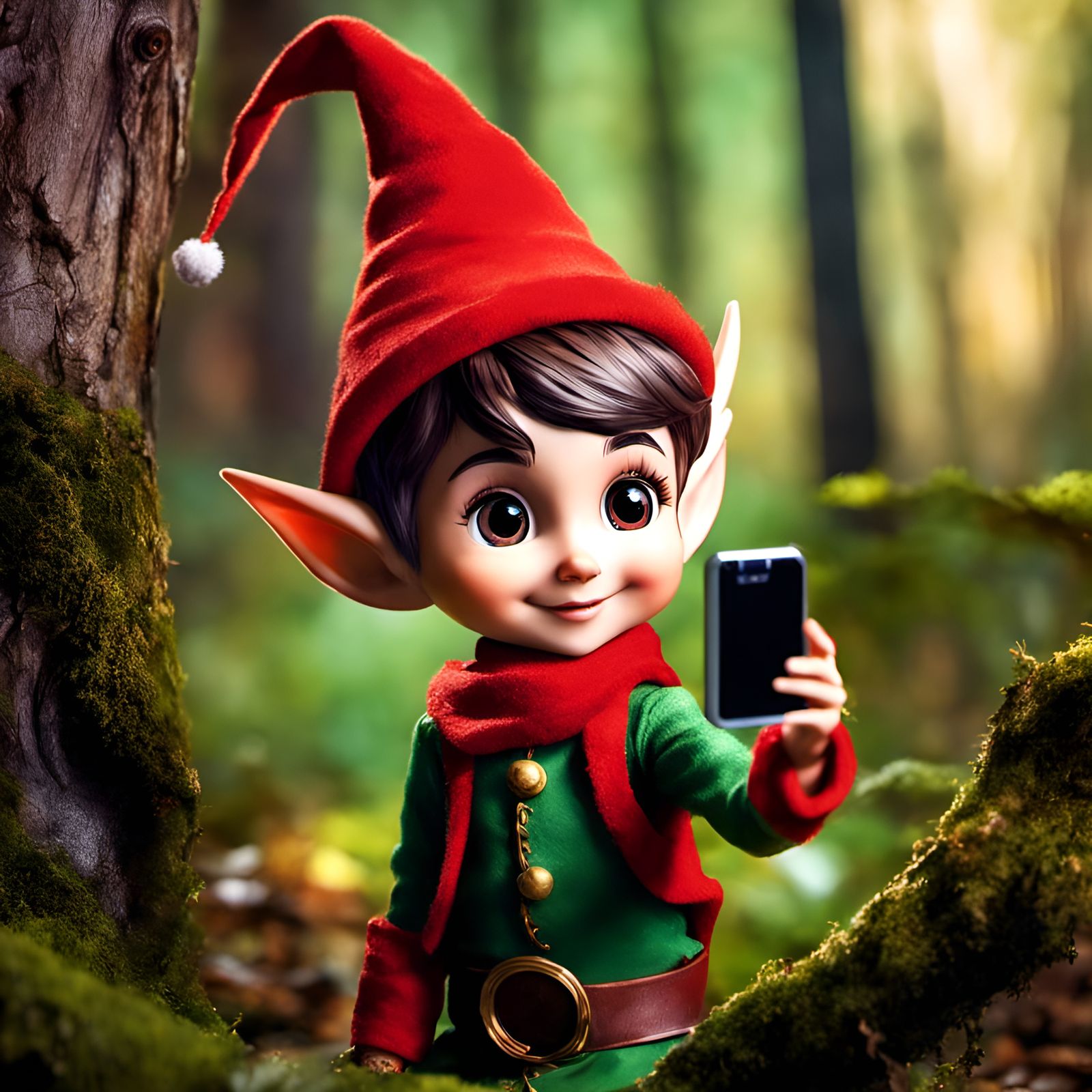Chibi Elf on the Shelf Selfie Portrait